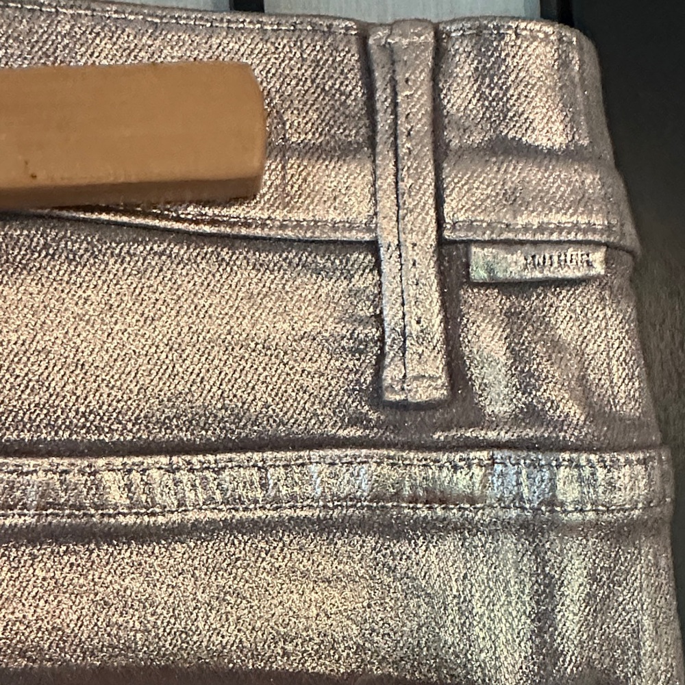 MOTHER Hustler Ankle Heavy Metal Flare Fray Jeans Never Worn Size 33 - Picture 13 of 16